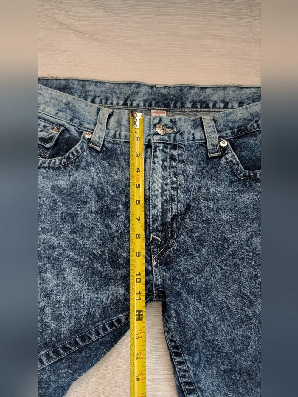 True Religion Acid Wash Denim Home Made Cut Off Short Men 42 RN#112970